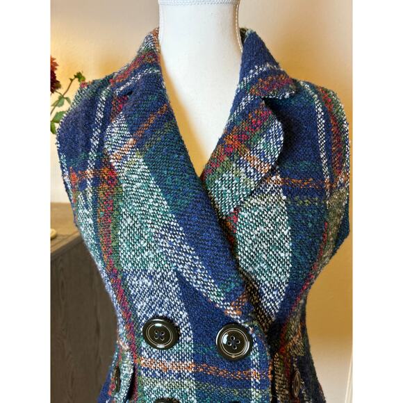 CAbi | Vintage Wool Blend Double Breasted Plaid Vest | Small - Picture 5 of 14